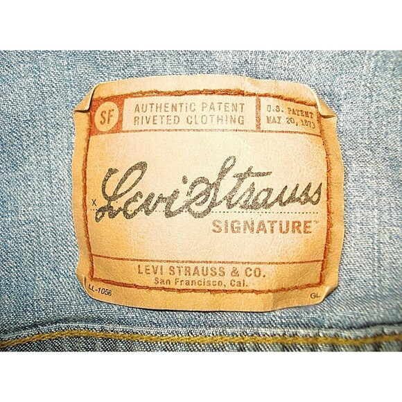 Levi Strauss Signature Jean Trucker Jacket Denim Girls Misses Size L 12/14 - Picture 8 of 9
